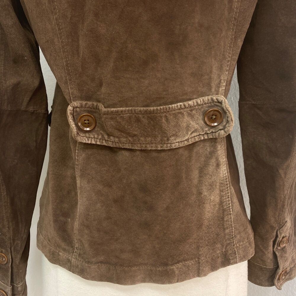 Vintage Eddie Bauer Seattle Suede Brown Jacket SM Washable Button Front Pocket - Picture 11 of 16